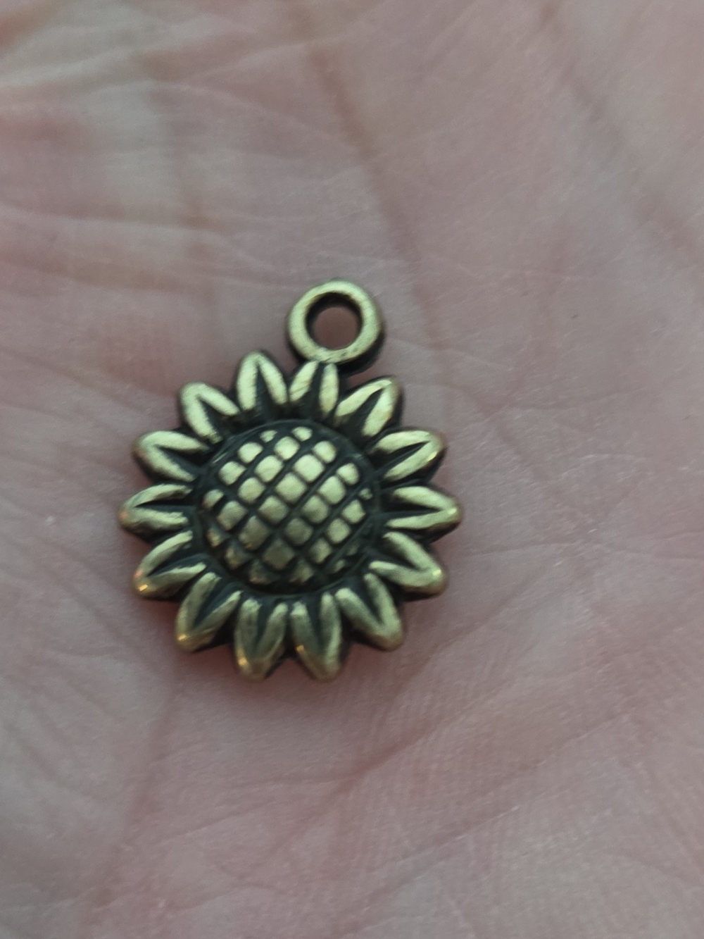 Sunflower Pendant Charm in Antique Gold